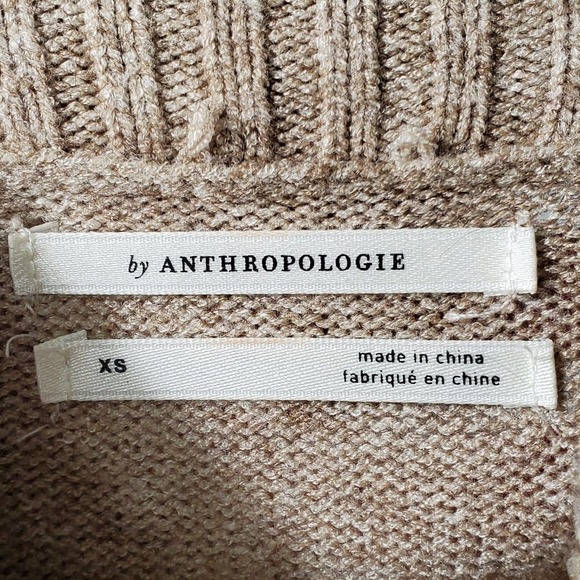 Anthropologie Margarita Sweater Tunic Side Button Pullover Sweater Tan Size XS - Picture 9 of 12